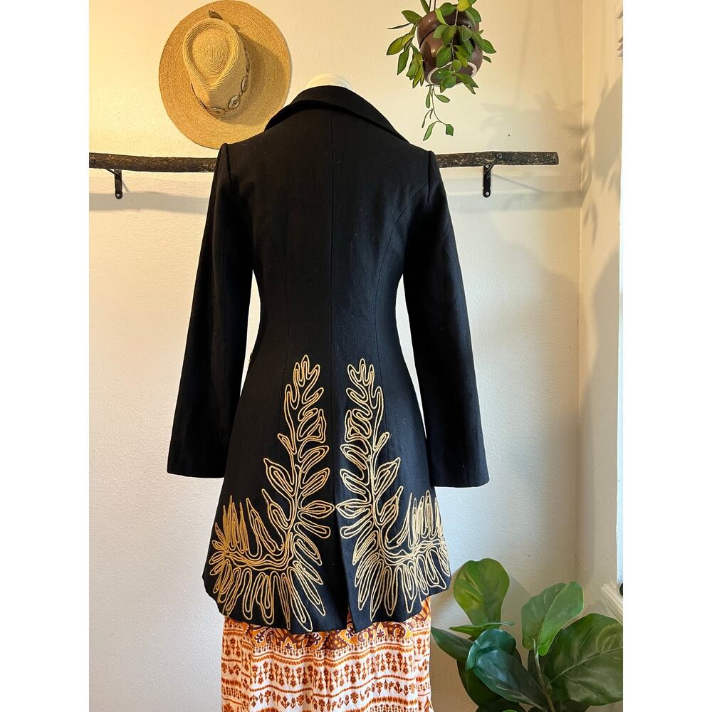 Peppe Peluso Wool Blend Embroidered Botanical Long Duster Jacket Size Small